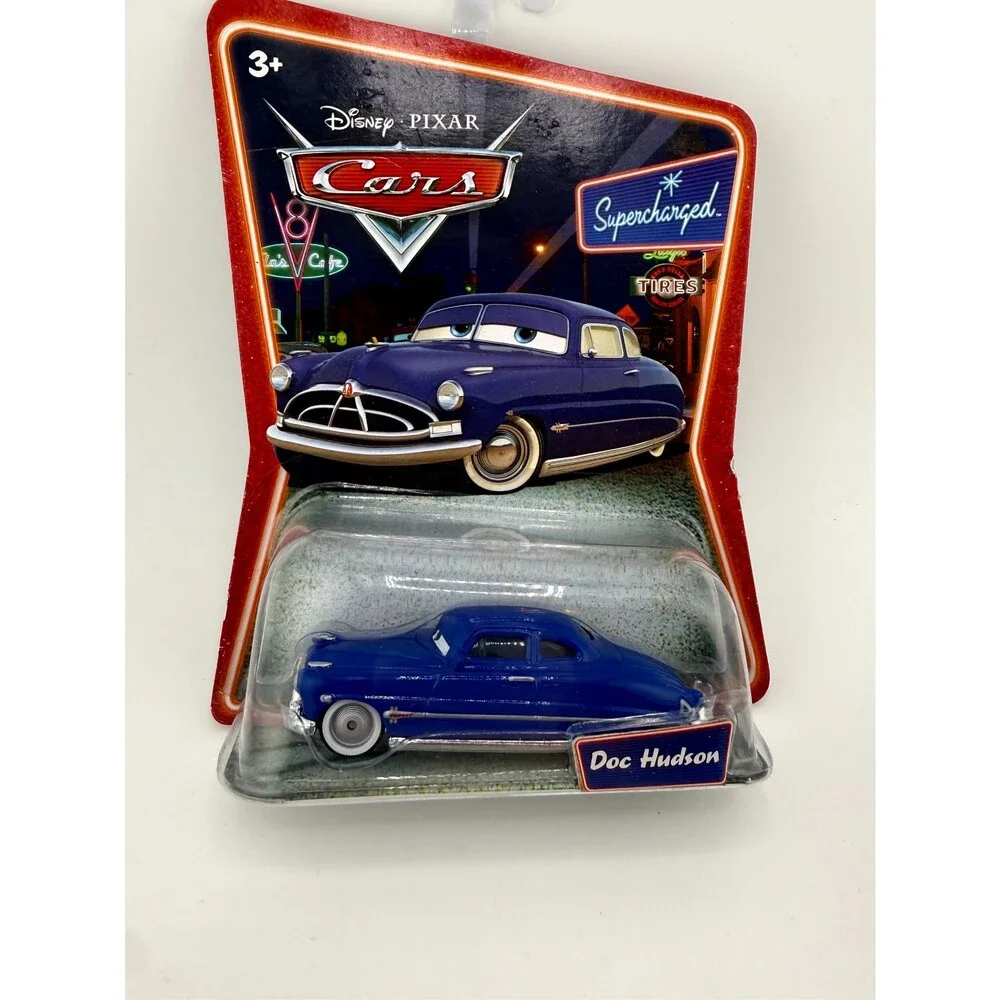 2007 Disney Pixar Cars Doc Hudson Blue Hudson Hornet Supercharged Cardback